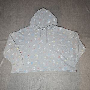 FRIENDS Gray Cropped Hoodie with Colorful Large